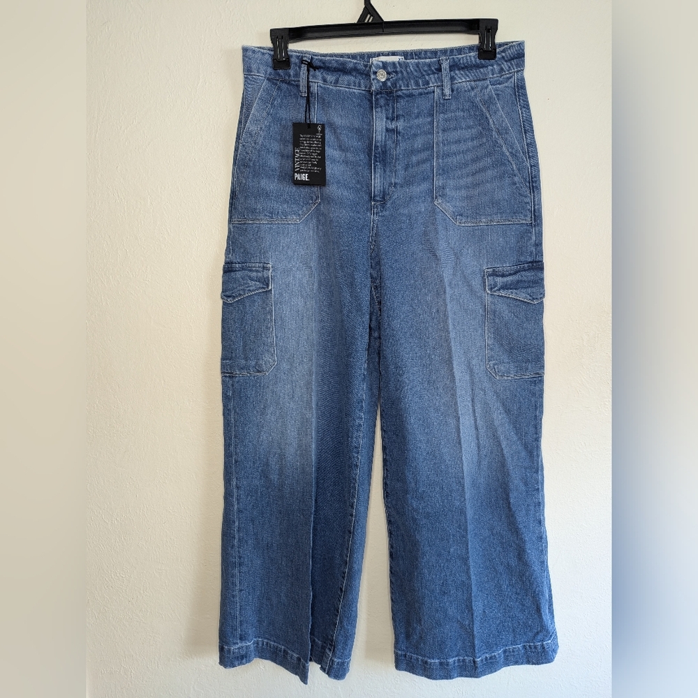 NWT Paige Harper Utility High Rise Wide Leg Jeans Women's Size 32